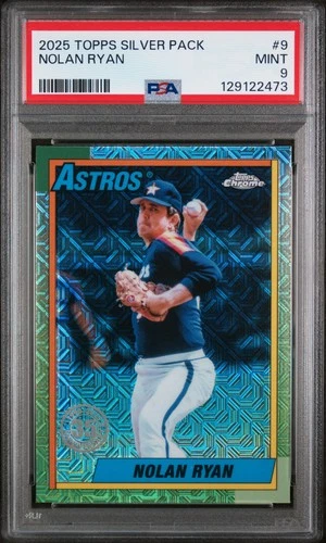 2025 Topps Silver Pack 1990 Chrome Promo #9 Nolan Ryan PSA 9