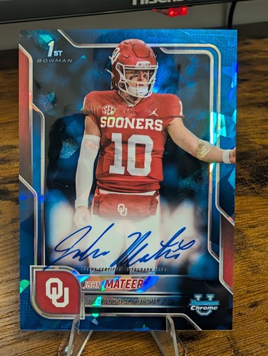 John Mateer [Sapphire] #BCA-JM 2025 Bowman Chrome University Prospect Autograph card