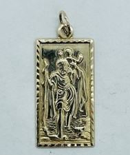 9ct Yellow Gold Rectangular St Christopher Pendant.