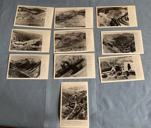 10 Vintage B&W Photo Postcards Bingham Canyon Copper Mine Series 1 to 10