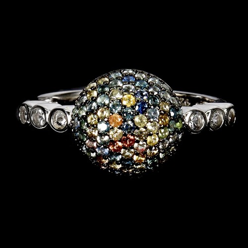925 Sterling Silver Ring Sapphire Round Diamond Cut Topaz Natural Gemstone Sz 7
