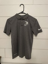 Nike 3 Brand Shirt Boys L 12-13 Gray Collared Dri Fit Polyester Athletic