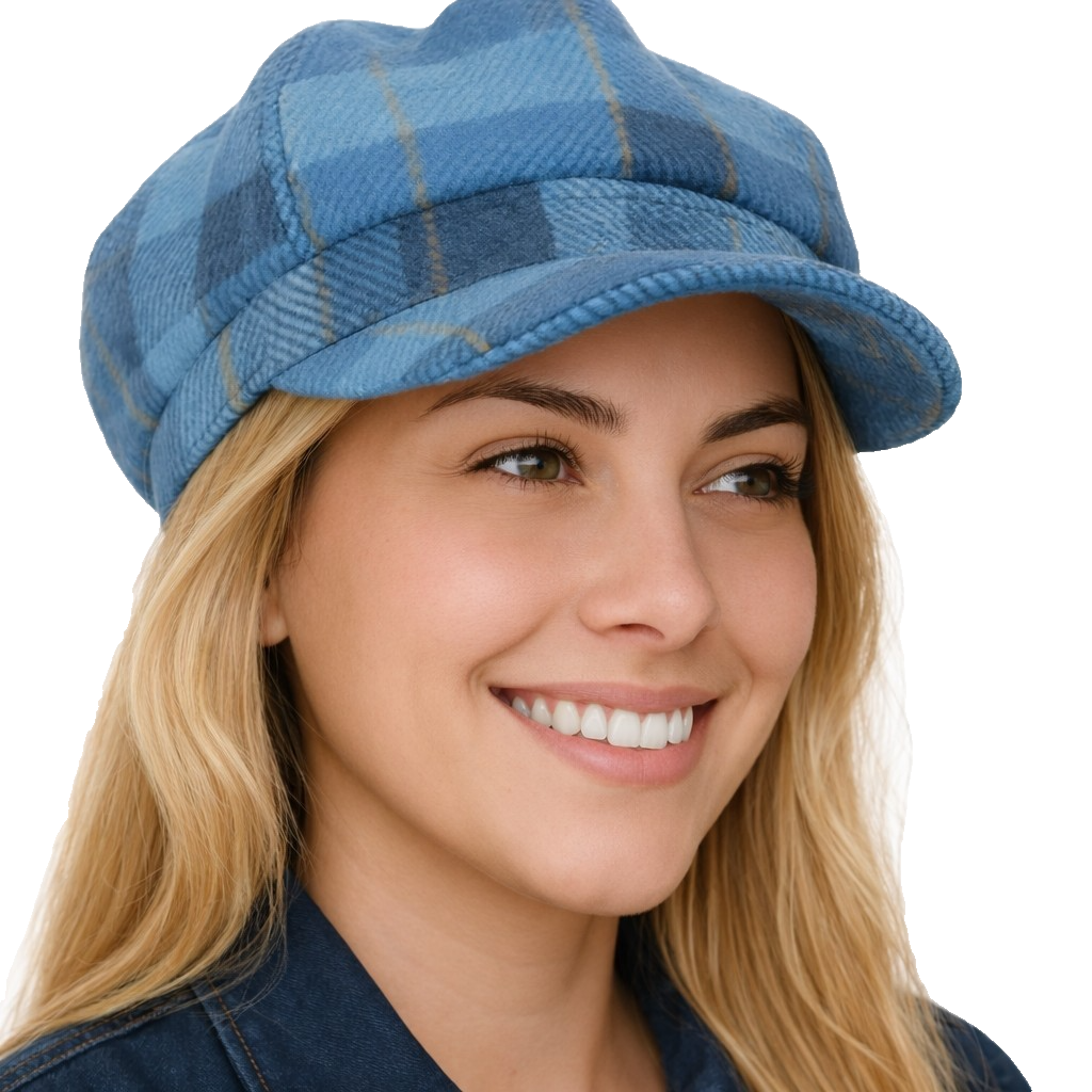 Tweed Baker Boy Hat Blue Tweed Newsboy Cap by CRAGGI Hats