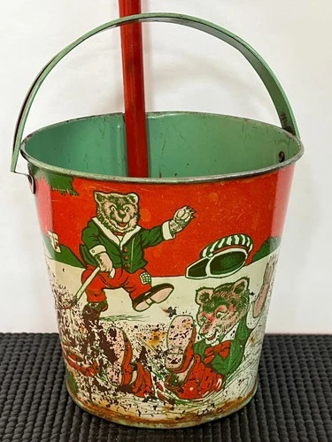 Vintage Early J. Chein & Co. THREE BEARS Sand Pail w/ Shovel