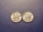 Lot of (2) High-grade Mercury Dimes (1938-P & 1945-P)