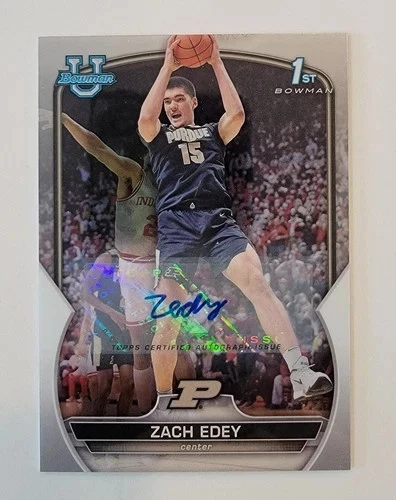 2022-23 Bowman U Chrome Auto Zach Edey 1st Autograph card # 79 Purdue