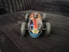 Tin Friction 1950'S Rocket Race Open Wheel Race Car #54 Driver Bandai Japan
