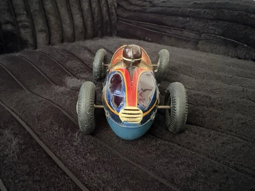 Tin Friction 1950'S Rocket Race Open Wheel Race Car #54 Driver Bandai Japan
