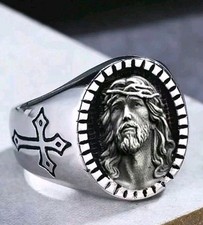 Gorgeous Men's Jesus Cross Ring Size 10