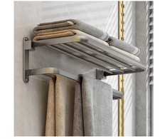 Towel Rails,Towel Holder with 2 Towel Bars wall mounted Aluminum Grey 60cm