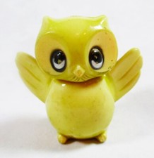 04 Vintage Miniature Owl Handpainted Glazed Hard Plastic Hong Kong