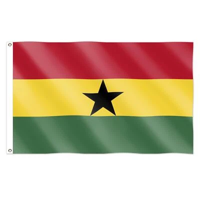SHATCHI Ghana Flag Large 5x3FT 2 Eyelet Ghanaian National World Cup Sports Fan Support