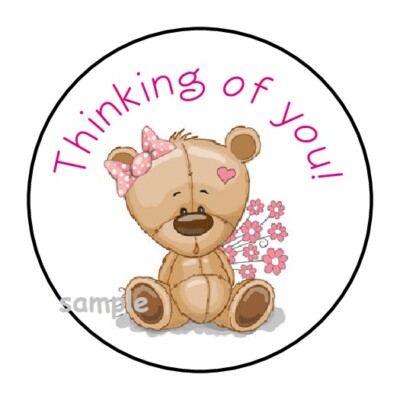 30 CUTE THINKING OF YOU TEDDY BEAR ENVELOPE SEALS LABELS STICKERS