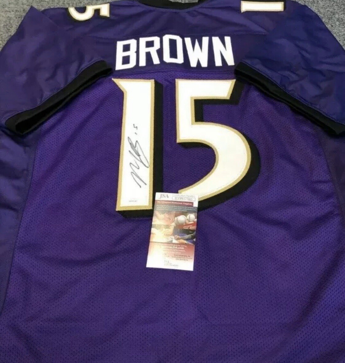 BALTIMORE RAVENS MARQUISE BROWN AUTOGRAPHED SIGNED PURPLE JERSEY JSA COA