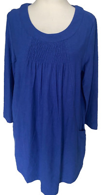 Adini 100% Baumwolle Slub Jersey Tunika 3/4 Arm Rundhals 2 Fronttaschen Gr. S
