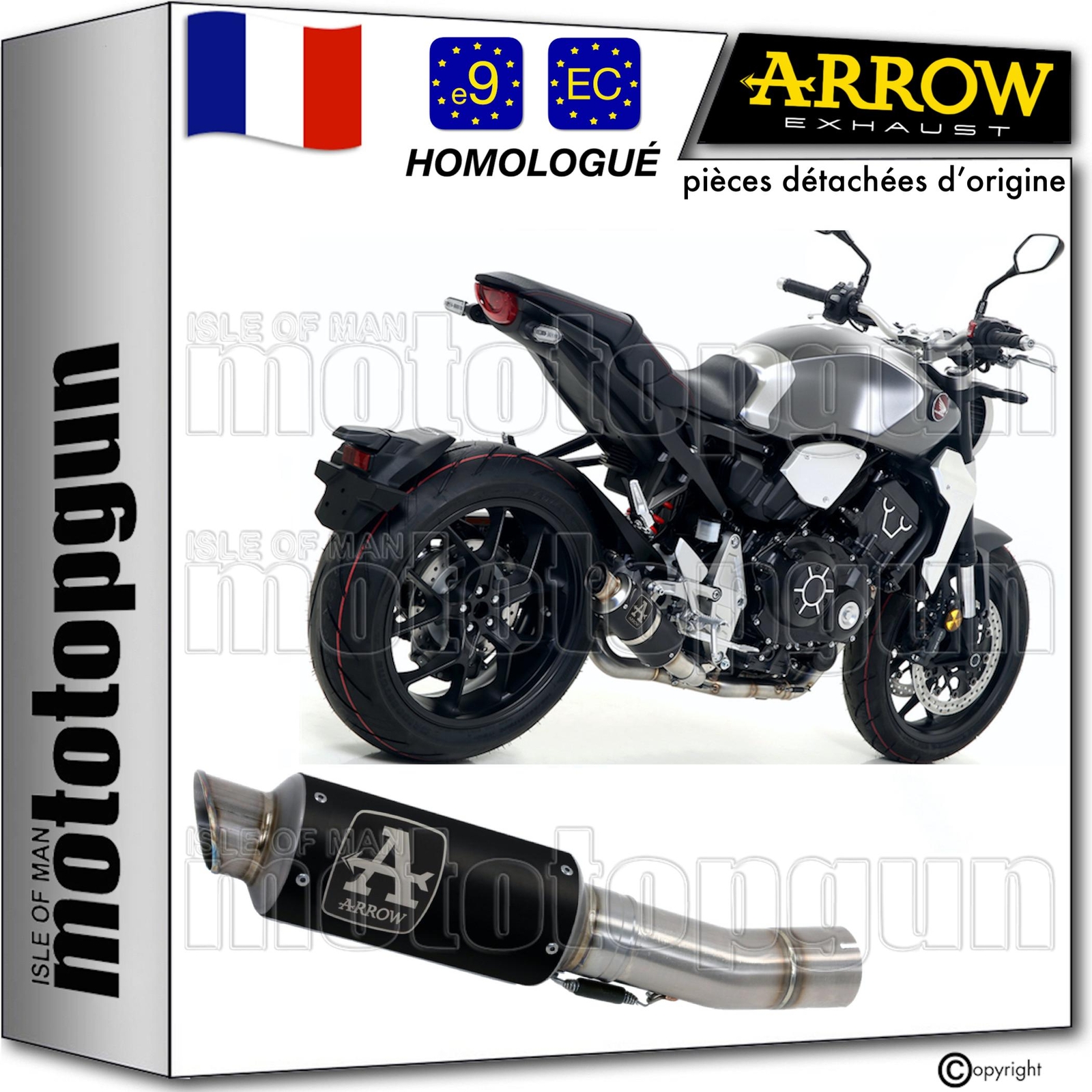 Échappement Arrow GP2 noir en acier inoxydable pour Honda CB 1000 R