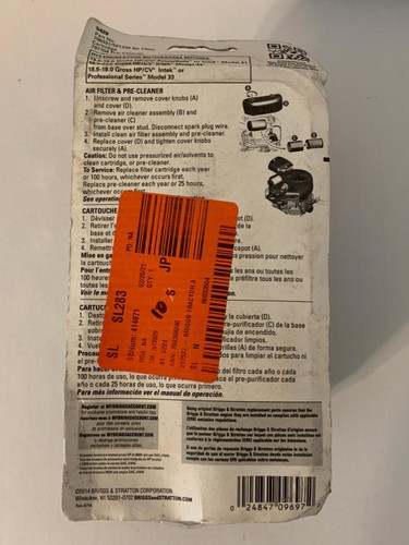 Briggs & Stratton 5428K Air Filter with Pre-Cleaner - Picture 2 of 2