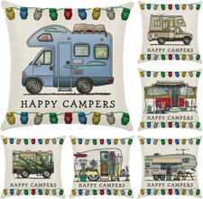Hodeacc 6 Pcs Happy Campers Van Throw Pillow Covers Cushion Cover,Motorhome Gift