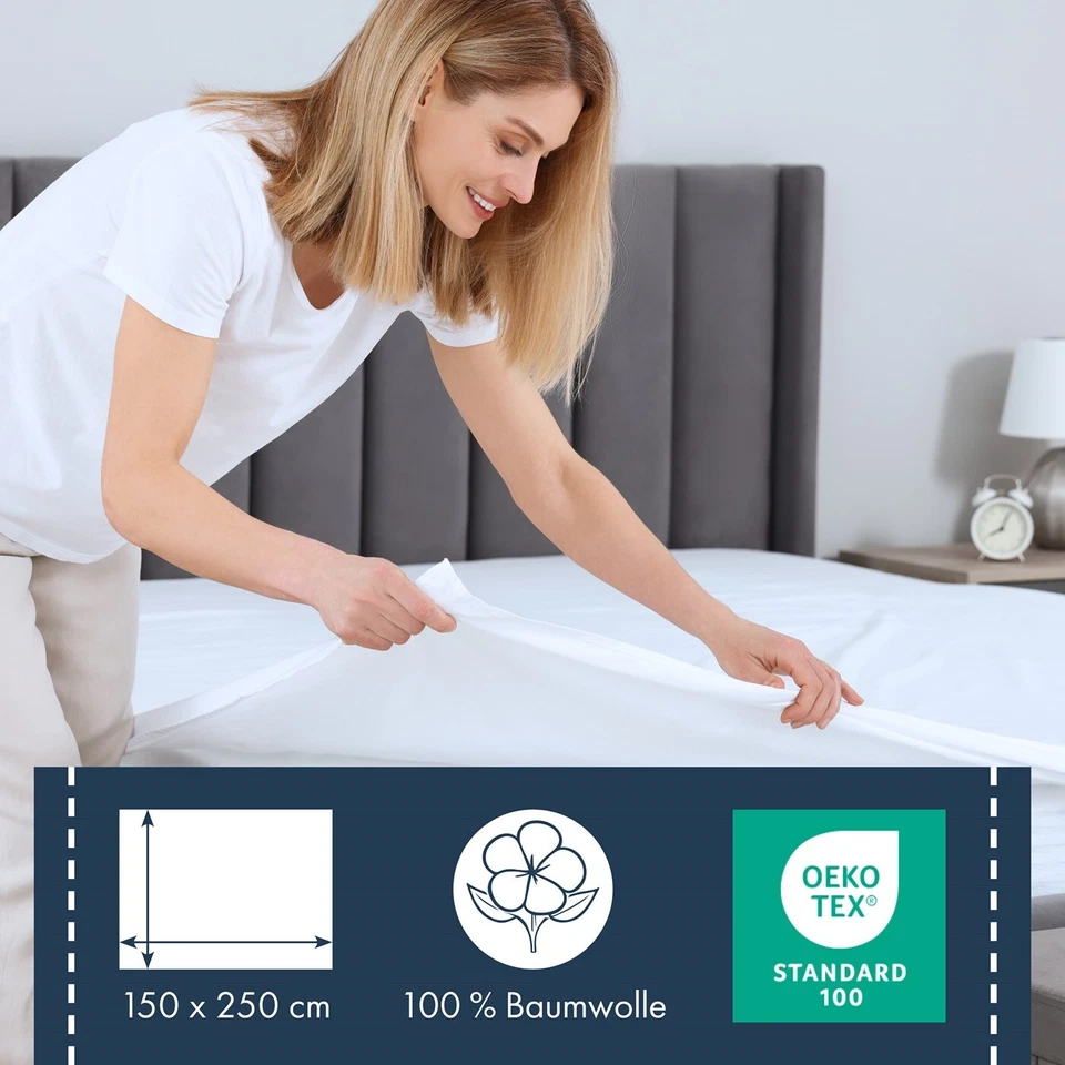 House cloth 150x250 cm bed sheet 100% cotton white 125 g/m² without elastic offer - Image 3 of 4