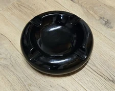 Cigar Ashtray Craftsman Bench Shiny Black Ceramic Olympus 9" 4 Slot Rare 