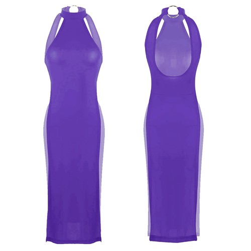 Women's Ultra Thin High Slit Legs Dress Halter Neck Lingerie Cheongsam Clubwear - 第 60/82 張圖片