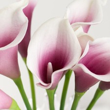 14" Natural Touch Artificial Purple and White Calla Lily Bouquet