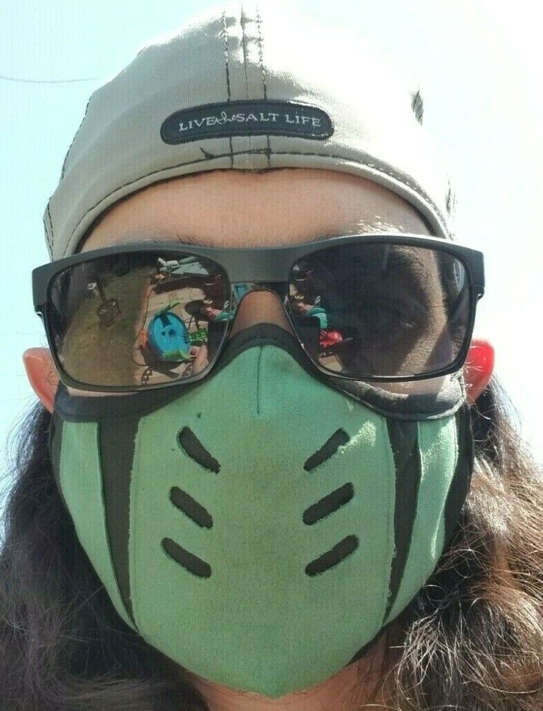 Green Mortal Kombat Face Mask Reptile Adjustable Ear Loops Filter Pocket