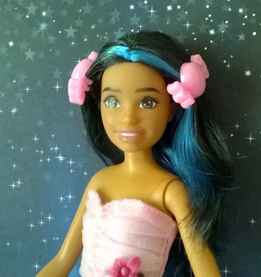🎨Mattel Barbie Skipper Teen Doll 保姆蓝色条纹头发*修复*🎨 — 第 4/4 张图片