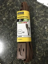 9' Indoor 3 Outlet Plug 16/2 Electric Power Extension Cord Brown (LLB-22)