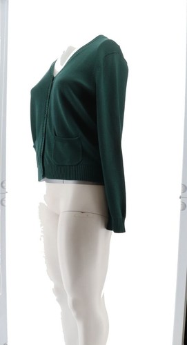 Lands' End Uniform Girl's Drifter Button Front Cardigan Evergreen L NWOT (750) - Picture 2 of 8