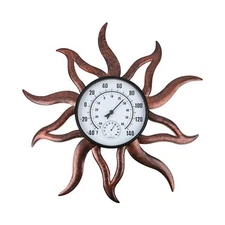 26'' Large Outdoor Thermometer, Premium Metal Sun Wall Thermometer Hygrometer...