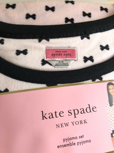 New Kate Spade 2 piece PJ Pajamas Women Fleece Bow Polka Dot Cheetah S M L - Picture 6 of 22