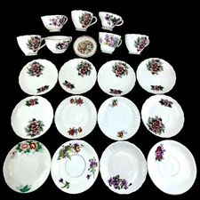 20pc JAPAN HAND Painted Breakfast Set Cups And Plates Floral Design Gold trim