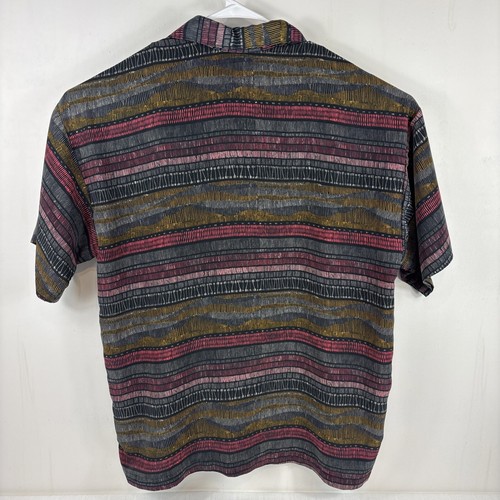 Monzini Collection Men's Size L Geometric Pink Purple Grey Shirt Made In USA - Picture 9 of 13