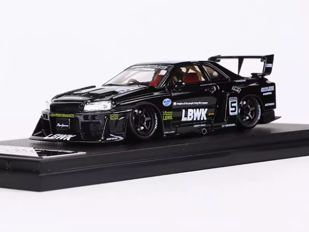 SW 1:64 JDM Black GTR LBWK ER34 #5 Racing Sports Model