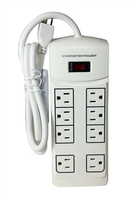 Monster Power Essentials White Surge Protector for HDTV, Game, Office - 8 Outlet