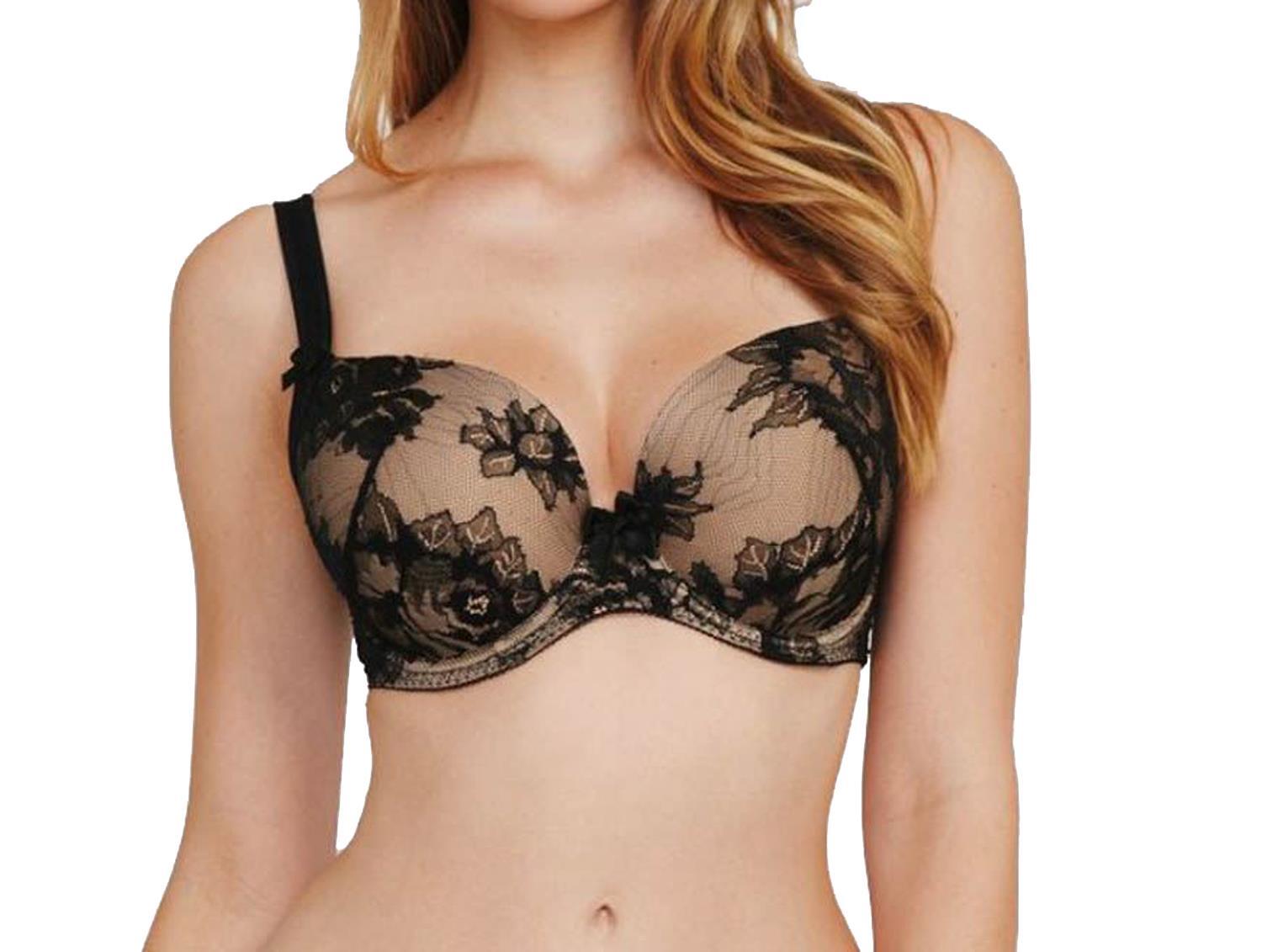 Ladies Fauve Evangeline FV0261 Underwired Moulded Plunge Bra Black 36C