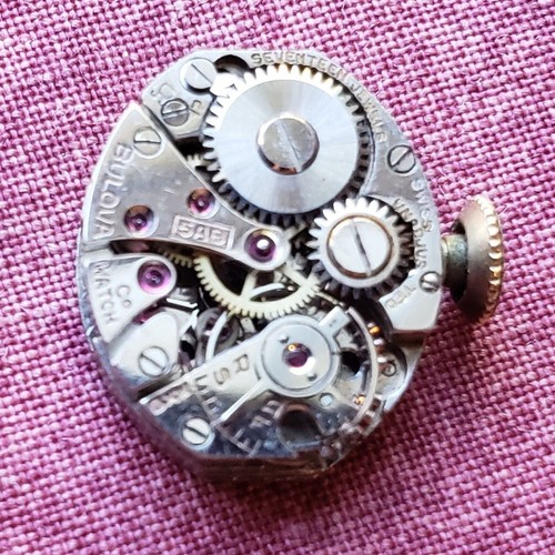 Orologio Meccanico Vintage Bulova 5AB Movimento Quadrante Nero Riparazione Riuso WP2 - Foto 6 di 14