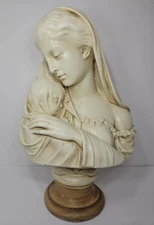 "The Mother" Raffaele Monti - Mary Jesus Marwal Mid Century Sculpture Bust 14"
