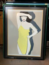 Patrick Nagel Classic Visions "Yellow Dress" Lithograph Poster, Framed