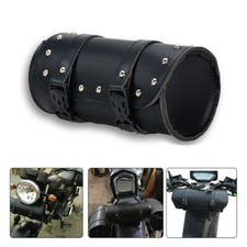 Universal Motorcycle Black Leather Motorbike Tool Roll Saddle Bag Fit Tool Roll