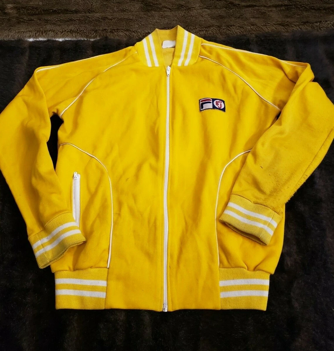VTG Vintage Fila Bjorn Borg Mens Medium Yellow Long Sleeve Track Jacket