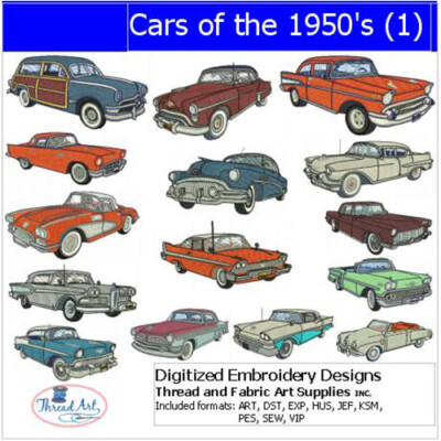 20+ Embroidery Design Sets - Transportation ~10+ Per Set - 9 Formats - USB Stick