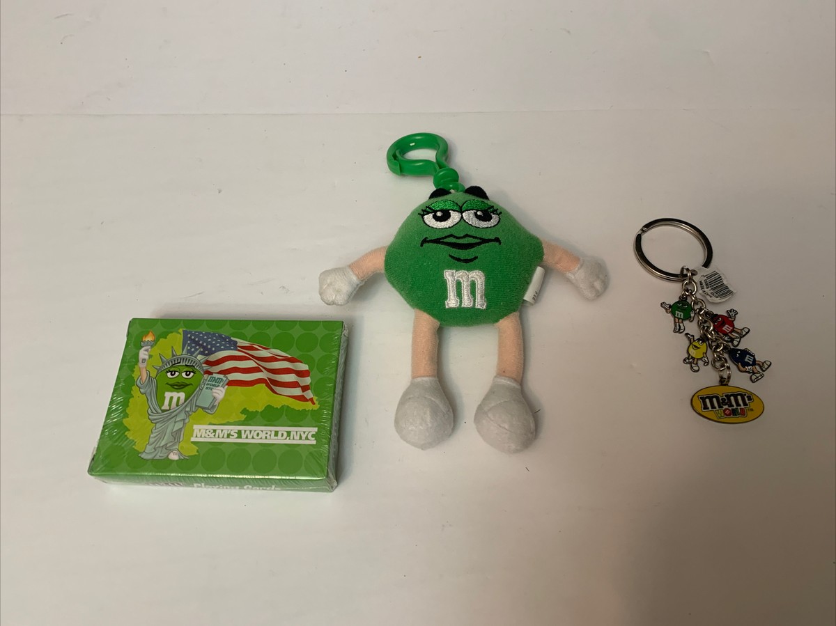 VINTAGE M&M's WORLD GREEN M&M LOT. KEY CHAIN PLAYING CARDS. M&m's