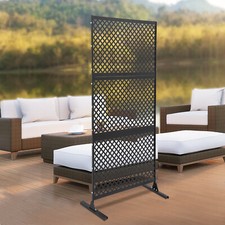Vertical Steel Privacy Screen Freestanding Room Divider For Indoor Outdoor Use