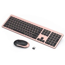 Rechargeable Wireless Keyboard Mouse Combo Full Size Cordless Keyboard  Mous...