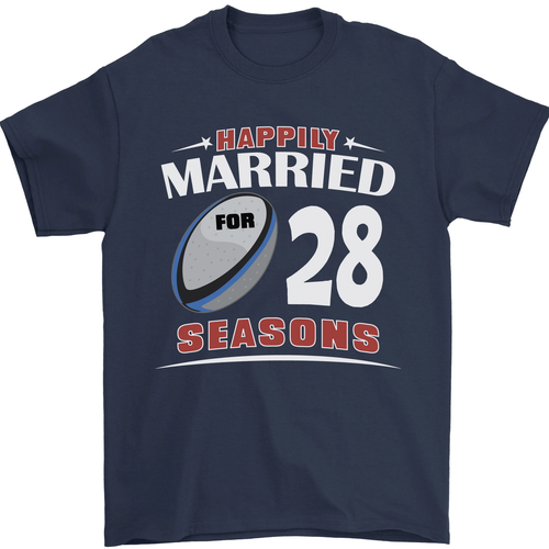 28 Year Wedding Anniversary 28th Rugby Mens T-Shirt 100% Cotton - Picture 96 of 110