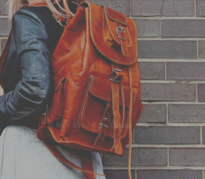 Echt Ziegenleder Reisegepäck Handarbeit Rucksack Backpack Groß Vintage Tasche