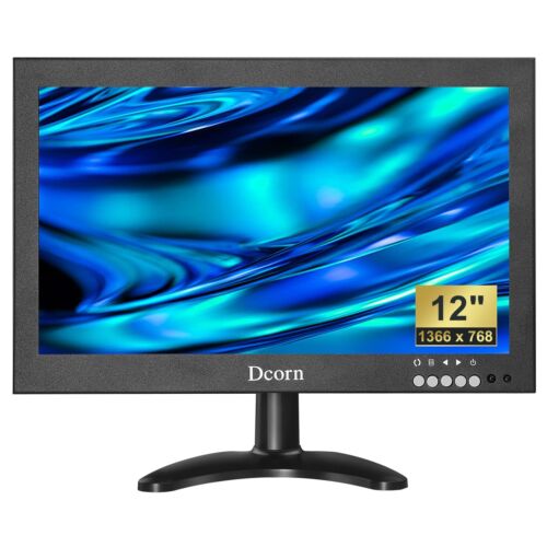Dcorn 12" Mini Small HD Monitor 1366 x768 w Remote Control