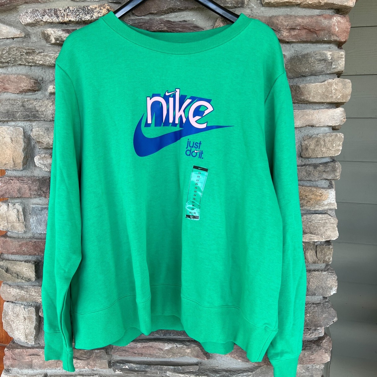 新品未使用NKNIT_pattern pullover sweat 130siz NIKE Plus Size 2X Logo Graphic Fleece Sweatshirt LS Stadium